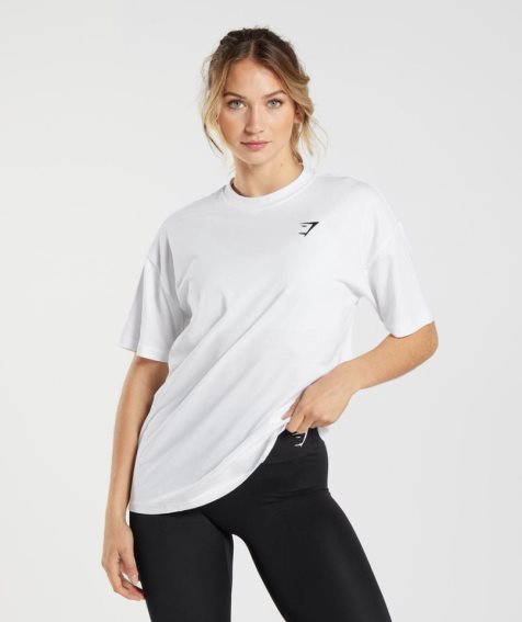 Women's Gymshark Training Oversized T-Shirts White | CA 361AD0